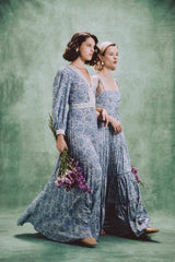 Tooba Maxi Dress - Printed Chiffon Blue Rosewater House