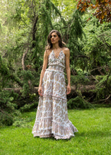 Bahar Ruffle Dress - Pink Paisley Dresses - Formal Rosewater House