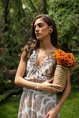 Bahar Ruffle Dress - Pink Paisley Dresses - Formal Rosewater House