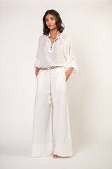 Carnation Pants - White & Red Bottoms - Pants RoseWaterHouse