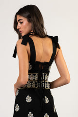 Begum Top - Black, White & Gold Rosewater House