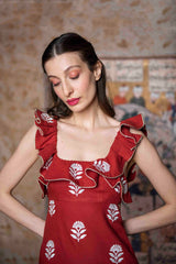 Malika Dress - Deep Red Rosewater House