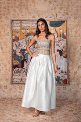 Raw Silk Taffeta Yass Skirt - Off White Bottoms - Skirts Rosewater House
