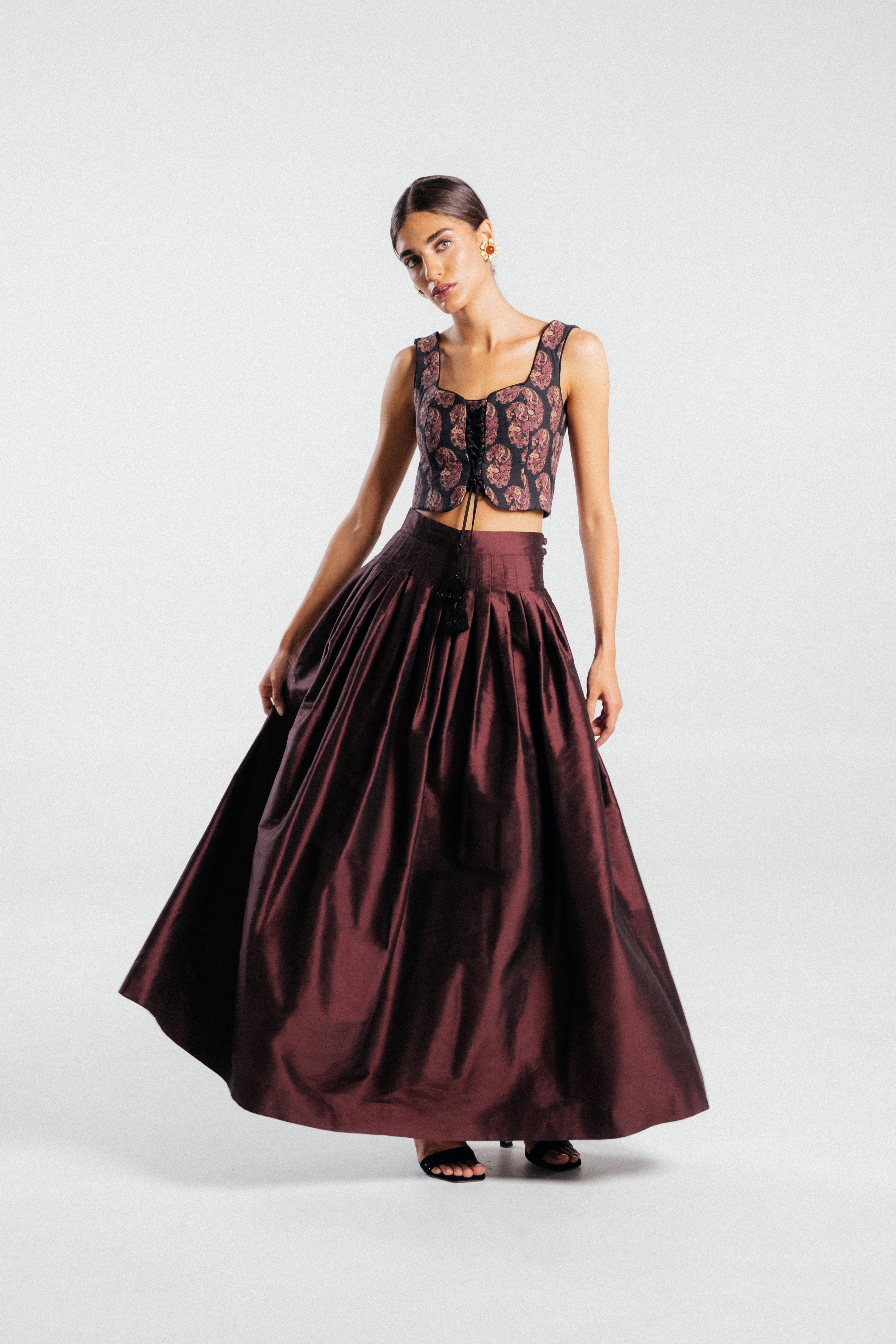 Yass Taffeta Ball Skirt - Burgundy Bottoms - Skirts Rosewater House