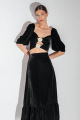 Rosa Embellished Cut Out Top - Black Tops - Bustier & Embroidered Rosewater House
