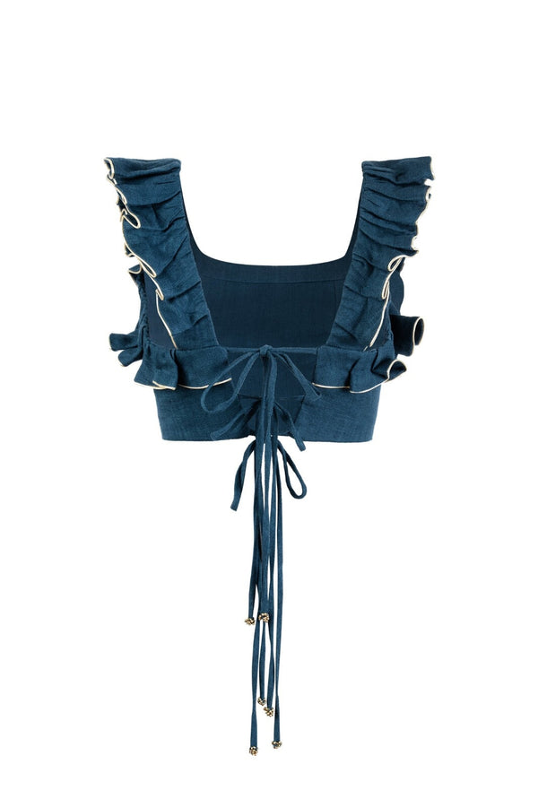Malika Bustier Top - Blue Tops - Cropped & Casual Rosewater House 
