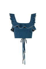 Malika Bustier Top - Blue Tops - Cropped & Casual Rosewater House