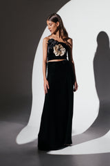 Persica Floral Bustier - Black & Ivory Tops - Bustier & Embroidered Rosewater House
