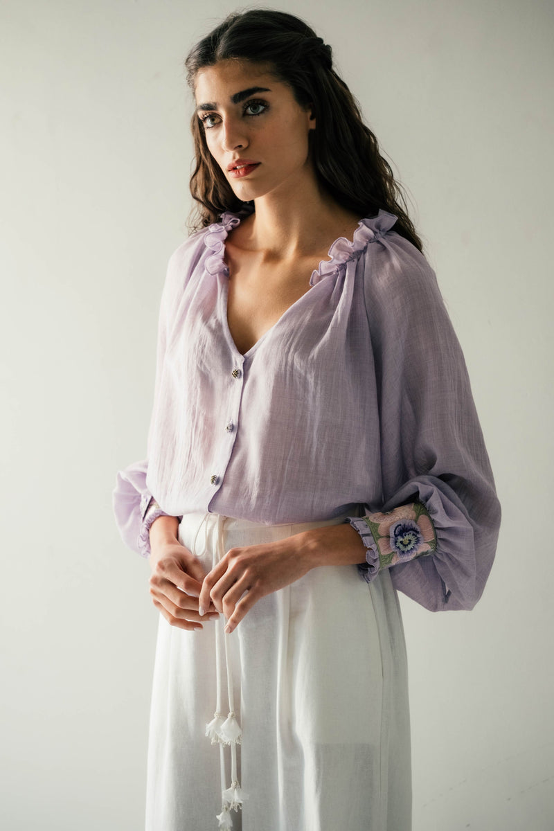 Pansy Blouse - Lilac Tops - Blouse Rosewater House 