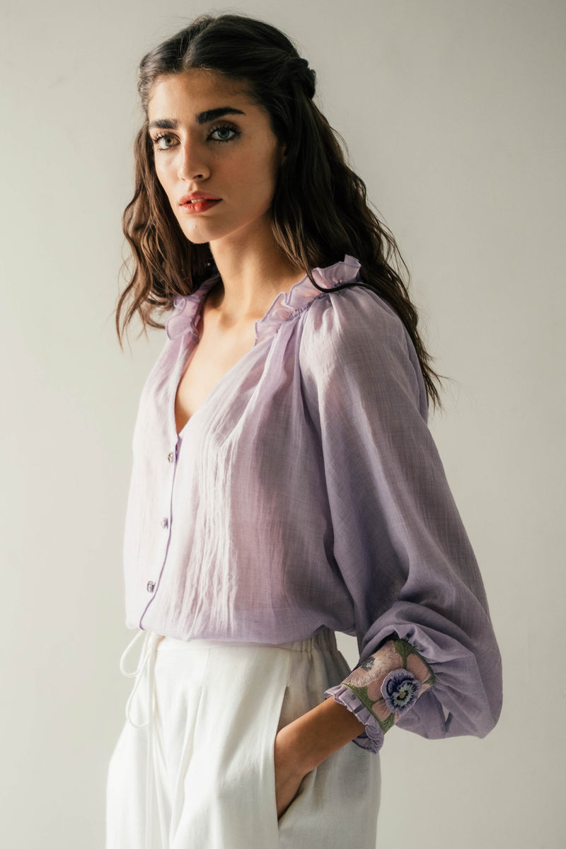 Pansy Blouse - Lilac Tops - Blouse Rosewater House 