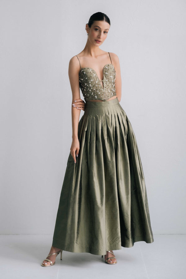 Jasmine Bustier and Yass Skirt - Olive Dresses - Formal Rosewater House 
