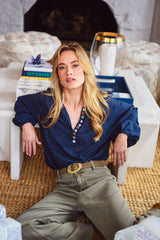 Golab Blouse - Navy & Red Tops - Blouse Rosewater House