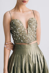 Jasmine Bustier & Yass Skirt - Olive Dresses - Formal Rosewater House