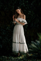 Carnation Ruffle Dress - Off White & Blue Dresses - Formal Rosewater House