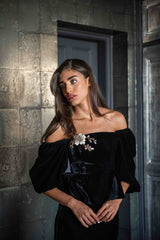 Celeste Peplum Top - Black (Pre-Order) Rosewater House