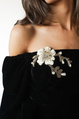 Celeste Peplum Top - Black (Pre-Order) Rosewater House