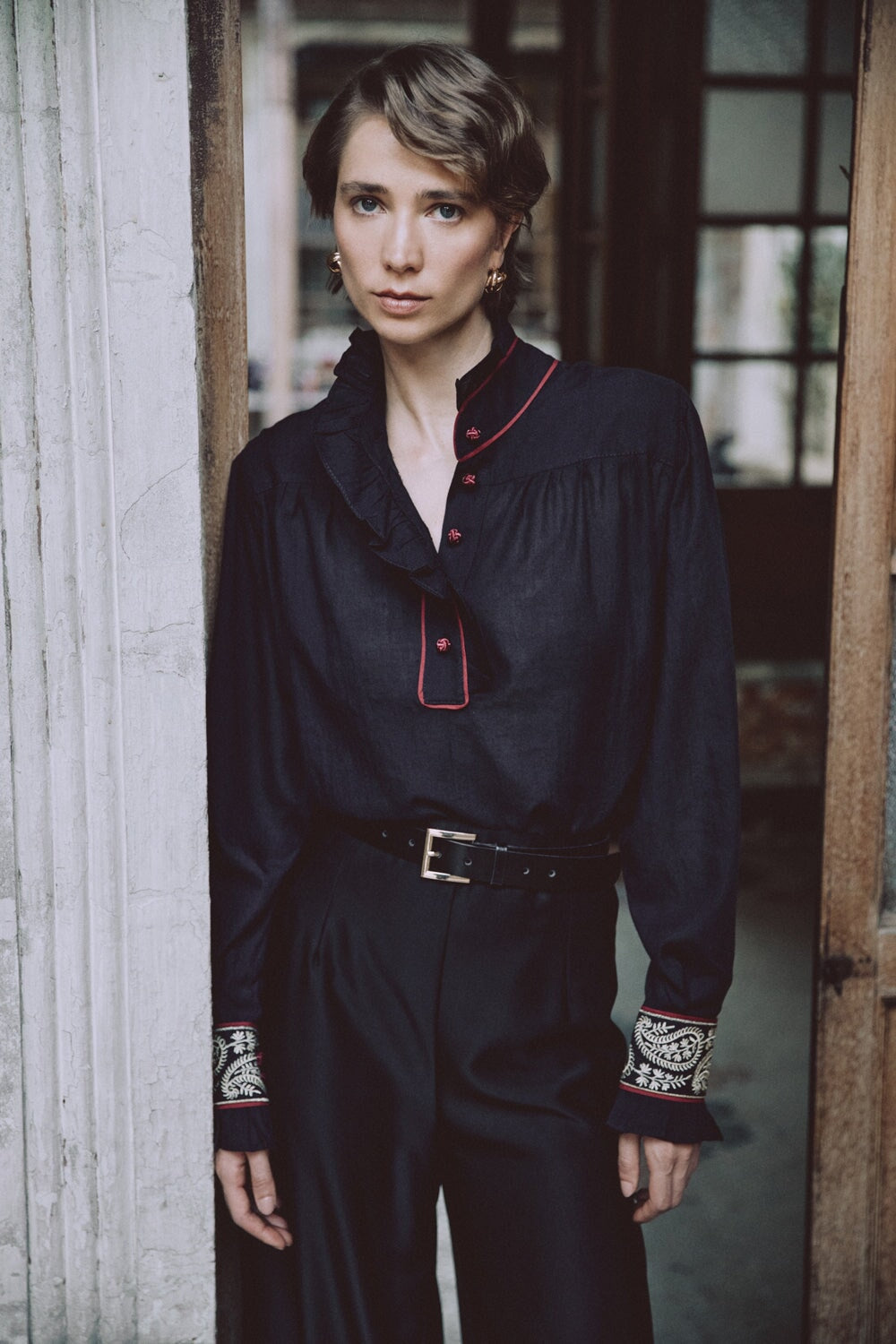 Cypress Blouse - Black Rosewater House