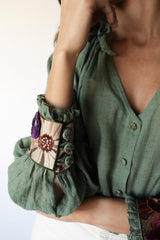 Pansy Blouse - Green Tops - Blouse Rosewater House