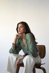 Pansy Blouse - Green Tops - Blouse Rosewater House
