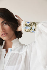 Carnation Blouse - White & Blue Tops - Blouse Rosewater House - Wholesale SS25