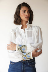 Carnation Blouse - White & Blue Tops - Blouse Rosewater House - Wholesale SS25