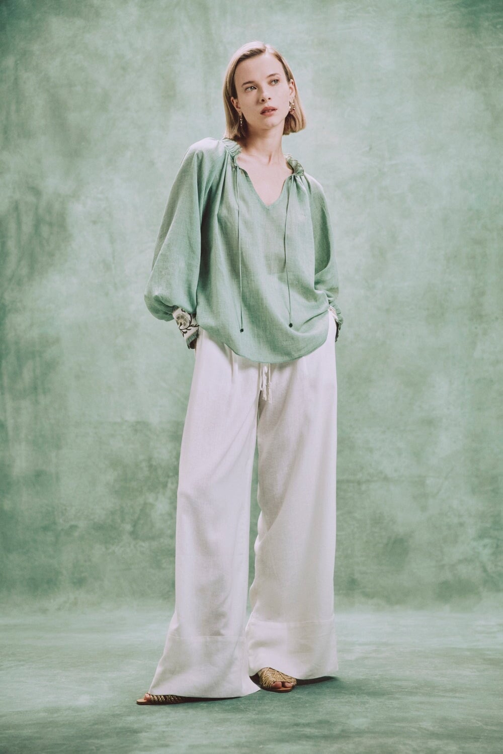 Chiara Blouse - Green Rosewater House