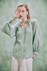 Chiara Blouse - Green Rosewater House
