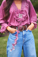 Gol Blouse - Plum Tops - Blouse Rosewater House