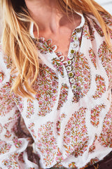 Golab Blouse - Pink Paisley Tops - Blouse Rosewater House