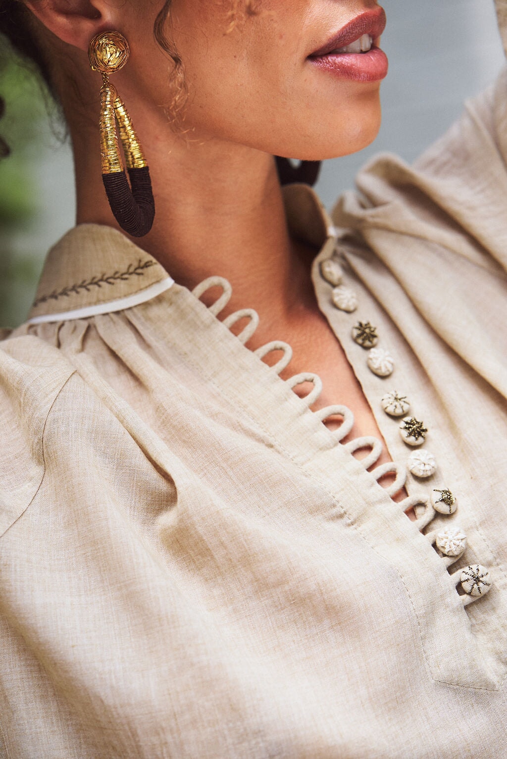 Golab Blouse - Sand & Ivory Tops - Blouse Rosewater House