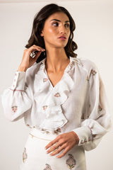 Naz Blouse - White & Pink Rosewater House