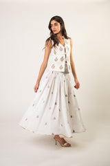 Naz Maxi Skirt - White & Pink Rosewater House