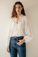 Ivy Blouse - White Tops - Blouse OVER THE MOON