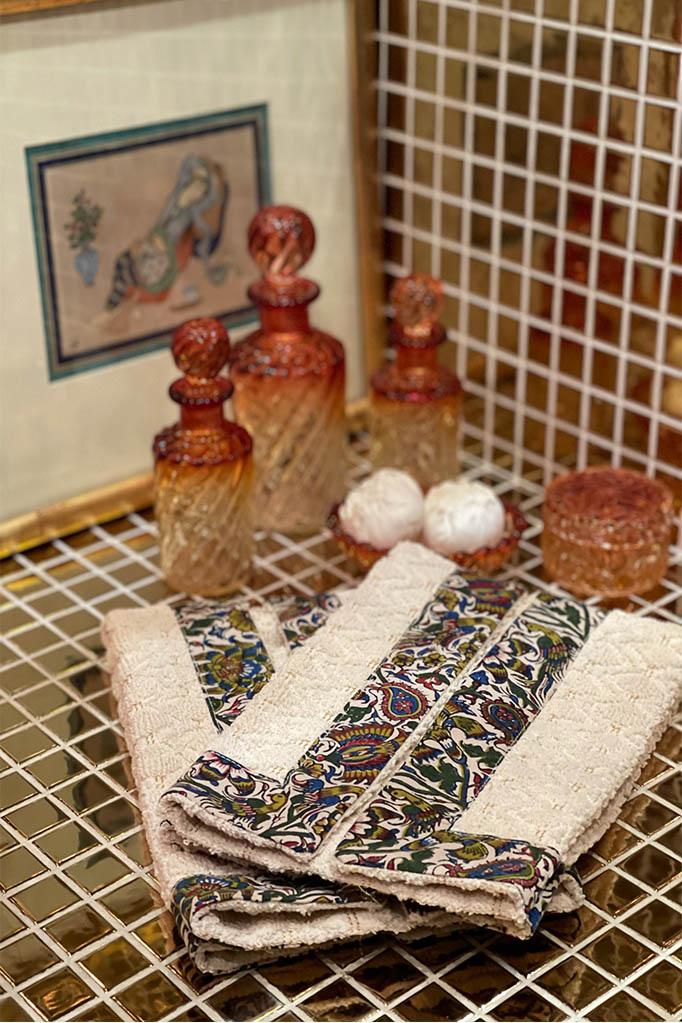 Ghalamkar Guest/Hand Towel - Blue Rosewater House