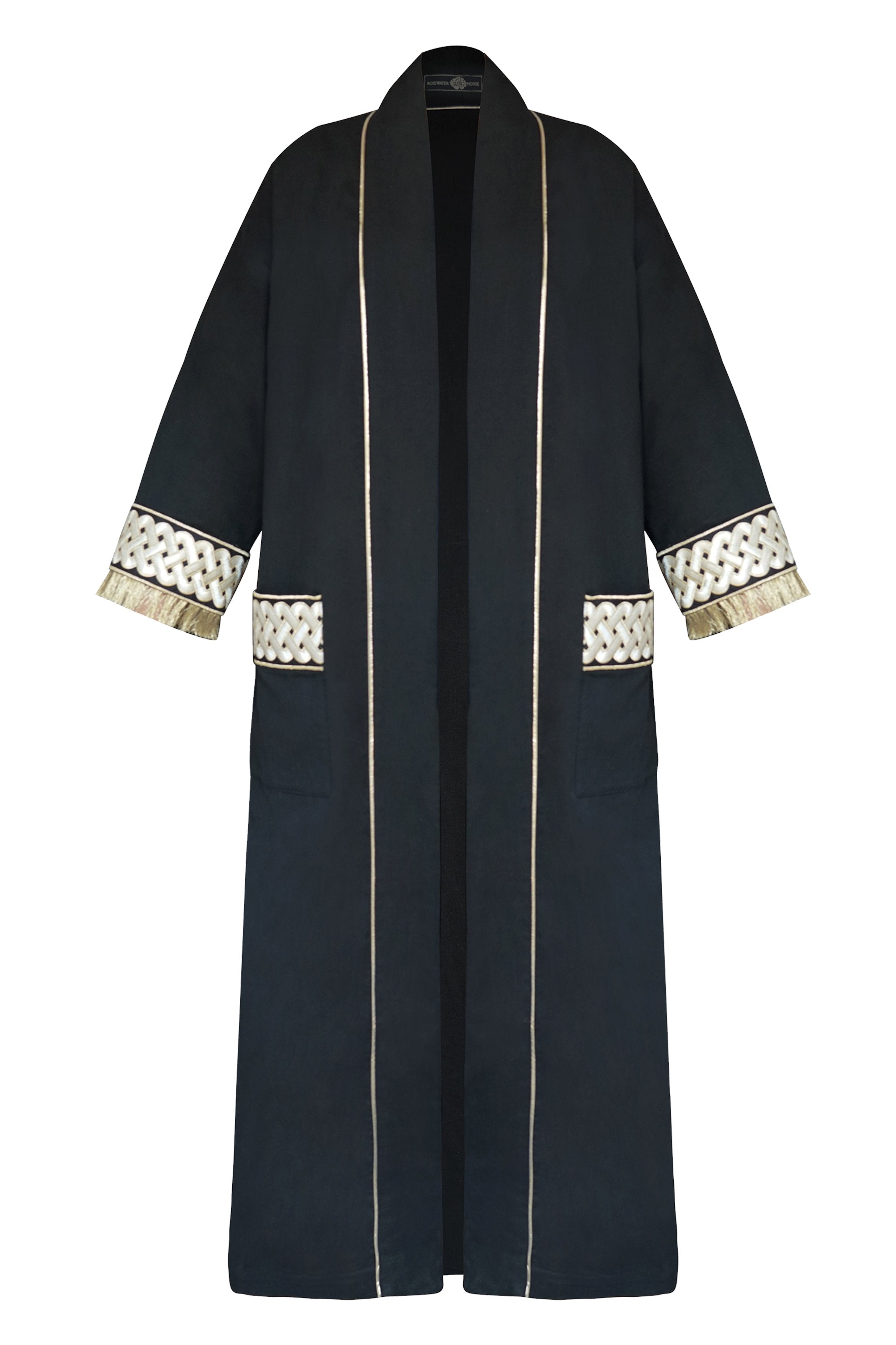Afshan Fringe Robe - Black Outerwear - Coats & Robes Rosewater House