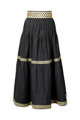 Chelgis Skirt - Black & Gold Bottoms - Skirts Rosewater House 