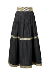 Chelgis Skirt - Black & Gold Bottoms - Skirts Rosewater House
