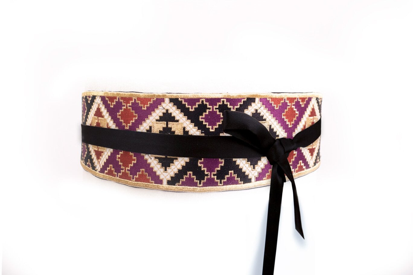 Balouch Belt - Black, Brick & Purple Accessory - Belts RoseWaterHouse