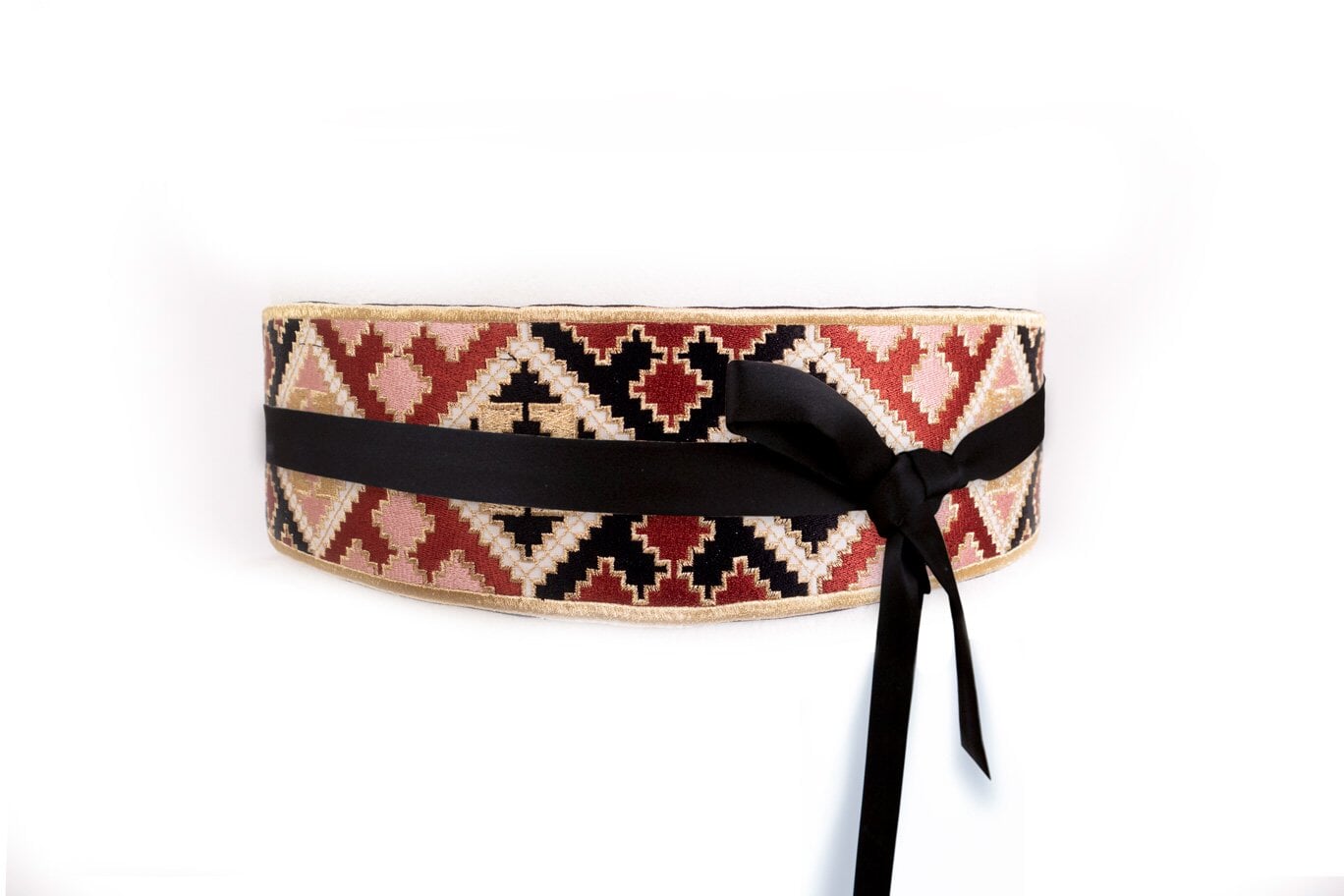 Balouch Belt - Black, Brick & Pink Accessory - Belts RoseWaterHouse