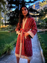 Shah Quilted Coat - Red coat - long Rosewater House