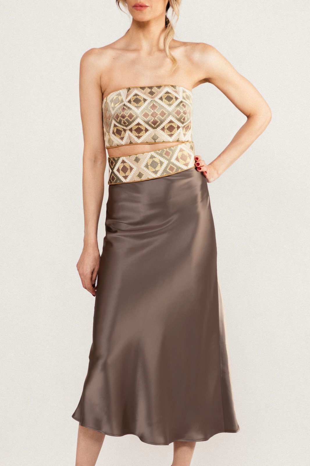 Avin Slip Skirt - Bronze Skirt Rosewater House