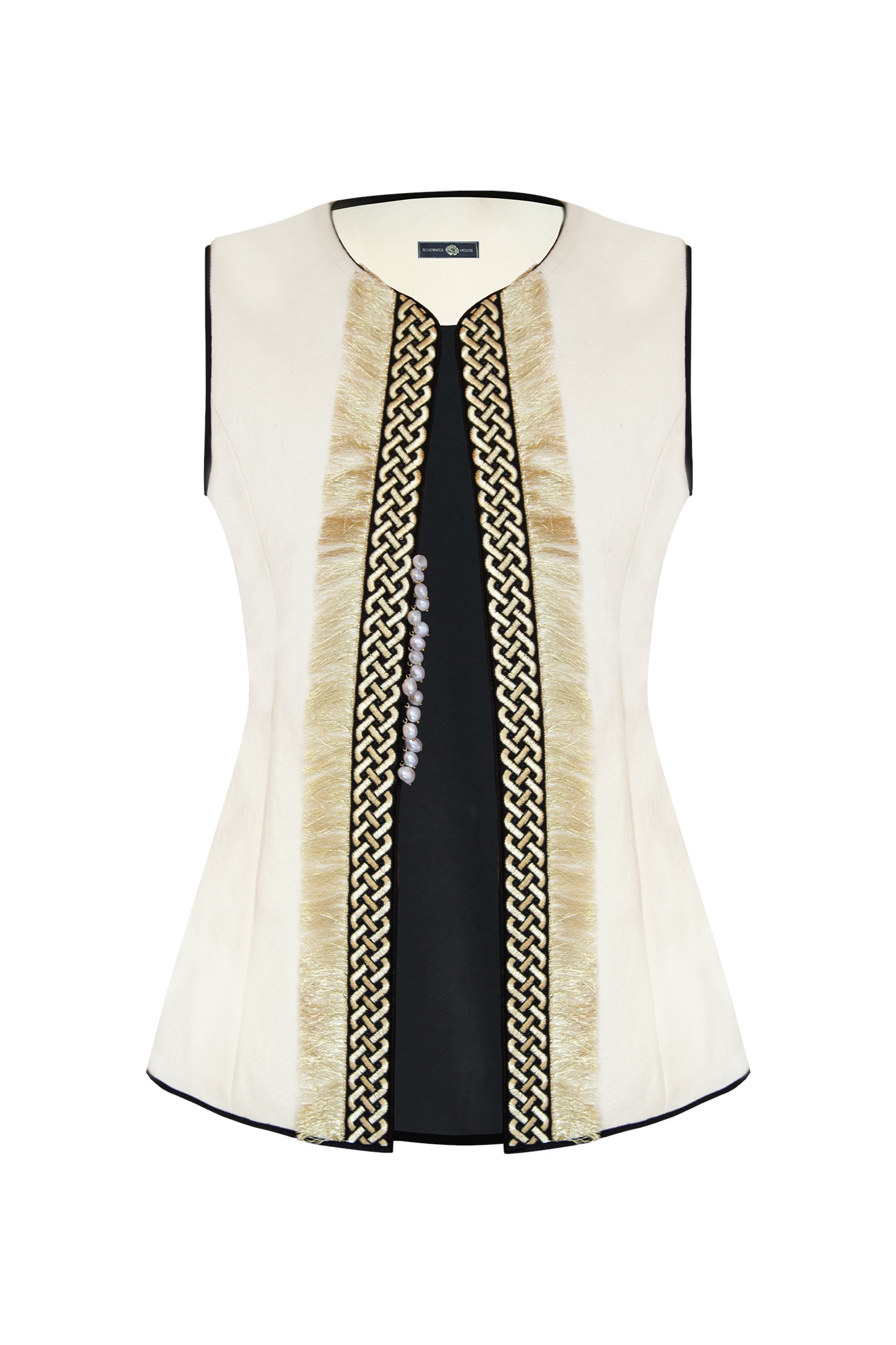 Afshan Frine Vest - Ivory Outerwear - Vests Rosewater House