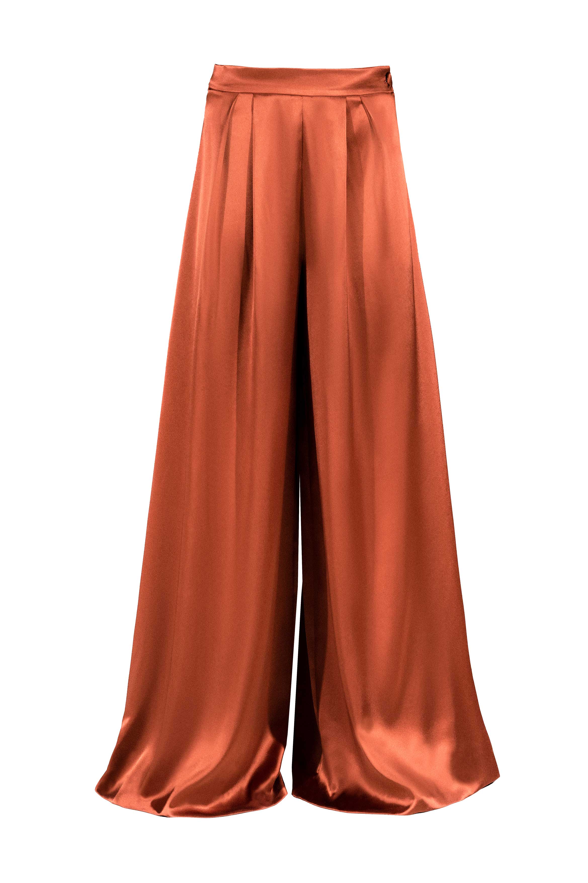 Silk Palazzo Pants - Brick Rosewater House