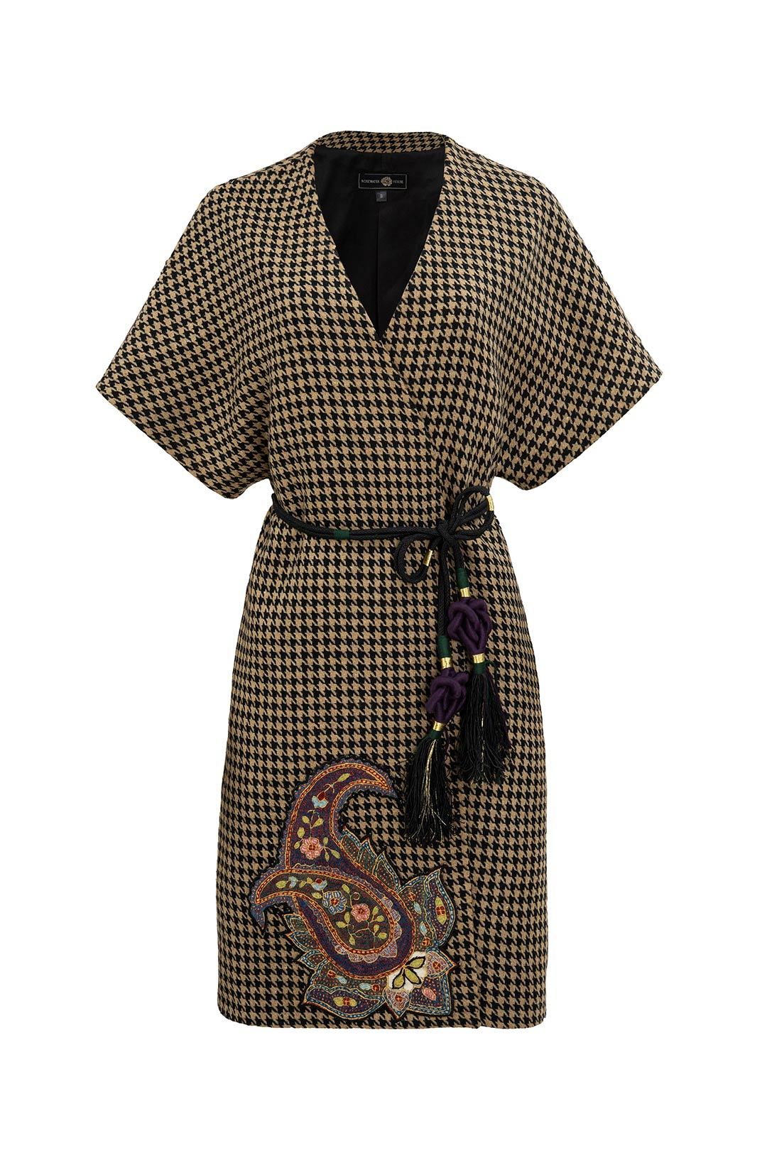Zarin Wrap Coat - Houndstooth coat Rosewater House