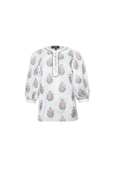 Bahar Blouse - White & Pink Rosewater House