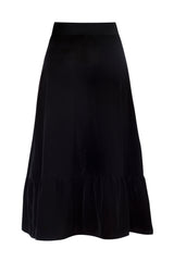 Mahtab Belted Velvet Skirt - Black Rosewater House