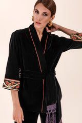 Velvet Kimono Set - Black Rosewater House