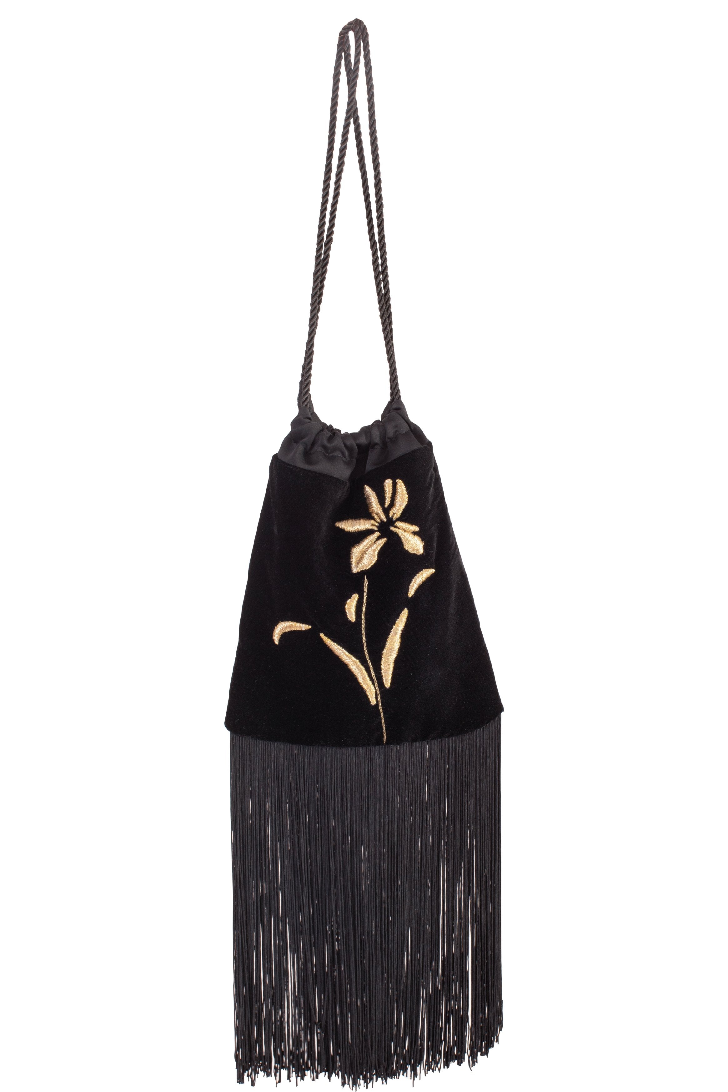 Iris Velvet Bring Bag - Black Rosewater House