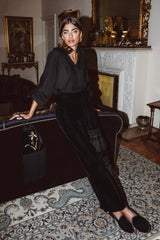 Fringed Tassel Velvet Belt - Black Rosewater House