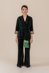 Velvet Kimono Set - Emerald Green Rosewater House